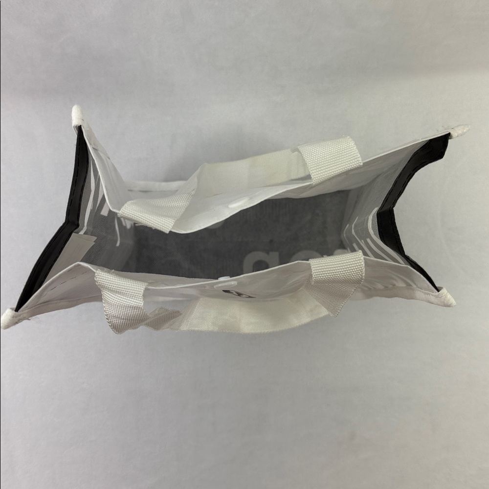 Lululemon Small Reusable Tote White Sides Black Shopping Bag 12” X9” X5” - Picture 6 of 8